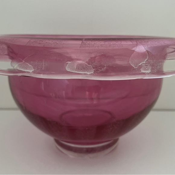 Pink Hand Blown Glass Bowl -  11” diameter x 7” high - Picture 1 of 7